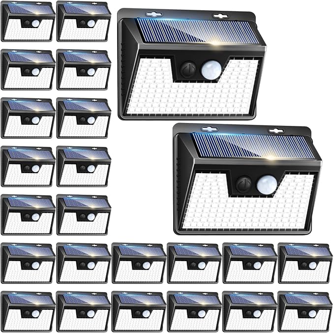 Peasur Solar Powered Lights Outdoor, 140 LED 24Pack Motion Sensor Light Outside by Peasur