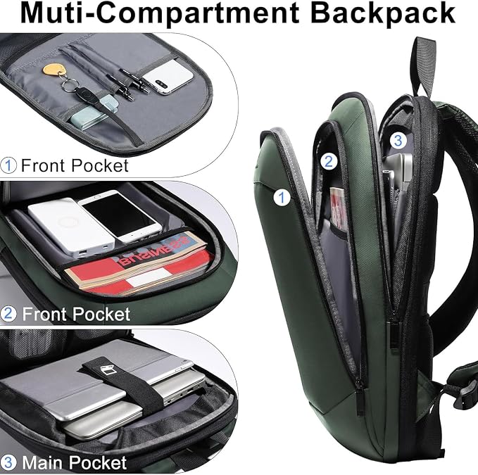 Slim Laptop Backpack for Men, Waterproof Expandable High Tech Business Work - Image 4