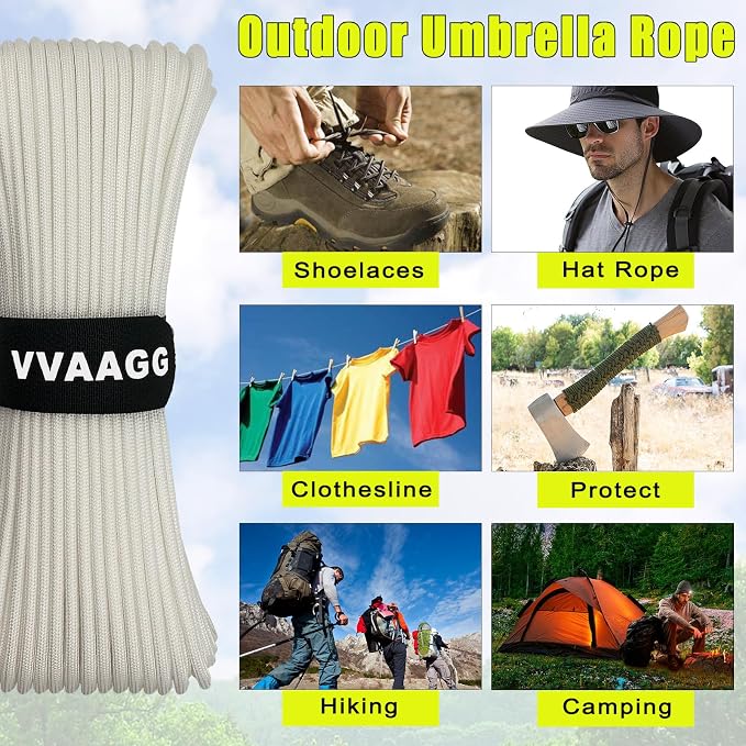 VVAAGG 1000 White Paracord Rope 100FT, 4mm Utility Parachute Cord 12 Strand - Image 5