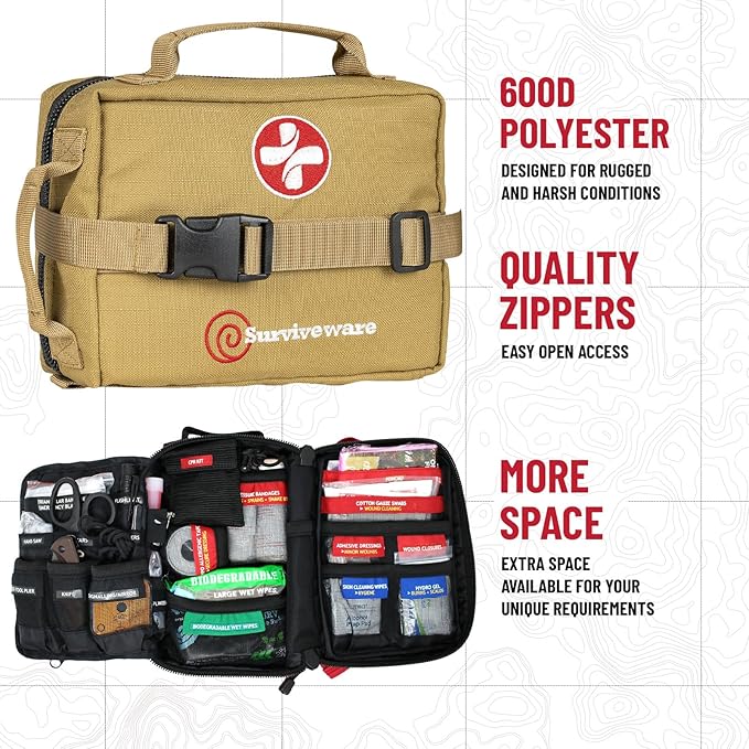 Surviveware 119 Pcs Comprehensive Premium Survival First Aid Kit - Image 4
