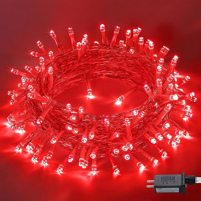 JMEXSUSS 150 LED Red Christmas Lights Indoor Outdoor Waterproof, Connectable 59 by JMEXSUSS