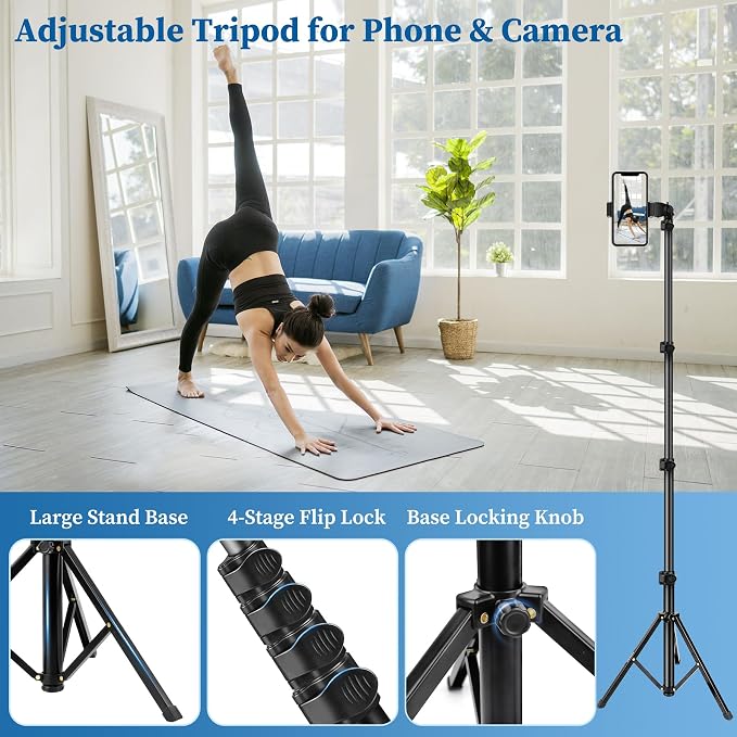 Nineigh Phone Tripod, Aluminum Alloy Selfie Stick Tripods, Compatible - Image 4
