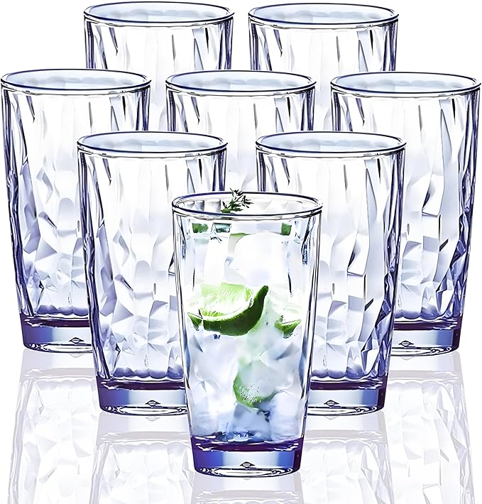 15Oz Shatterproof Tritan Drinking Glasses Unbreakable Acrylic Glasses Drinkware by VEILEDGEM