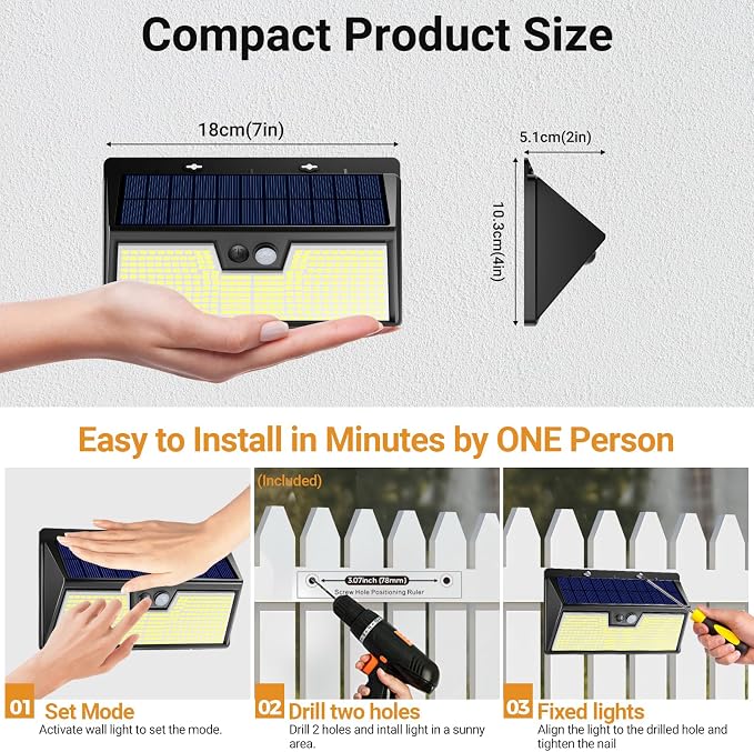 vighep Large Solar Motion Lights Outdoor, 318 LED Super Bright Shed Lights - Image 6