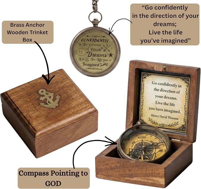 Handmade Brass Antique Compass - Image 2