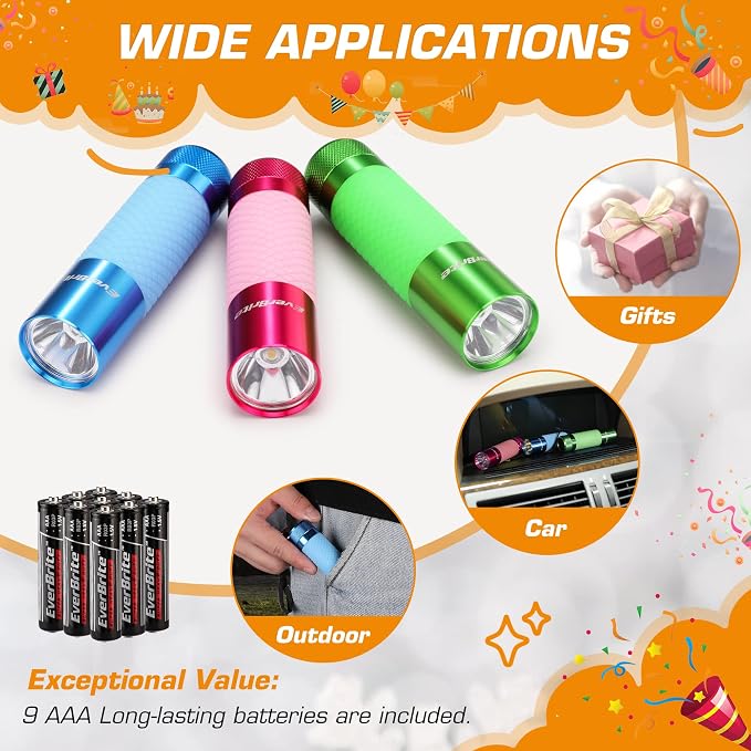 EverBrite 3-Pack Mini Flashlights, Glow in Dark Flashlights, Aluminum LED - Image 5