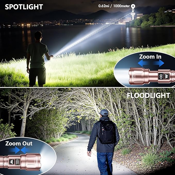 WdtPro LED Rechargeable Flashlight 2 Pack, Super Bright Zoomable 6000 Lumens - Image 2