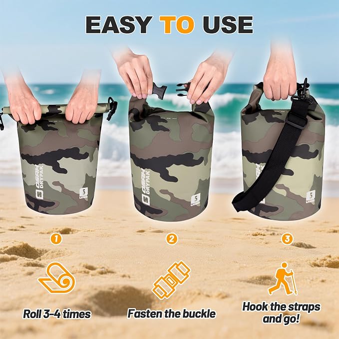 Waterproof Dry Bag, 5L/10L/20L/30L/40L Roll Top Lightweight Storage Backpack - Image 6