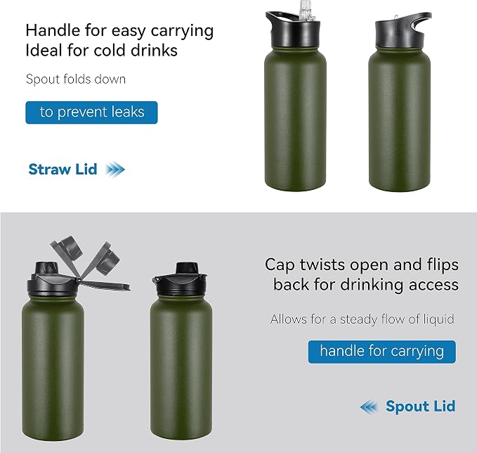VEGOND 32 oz Insulated Water Bottle Bulk Stainless Steel Metal Water Bottles - Image 5