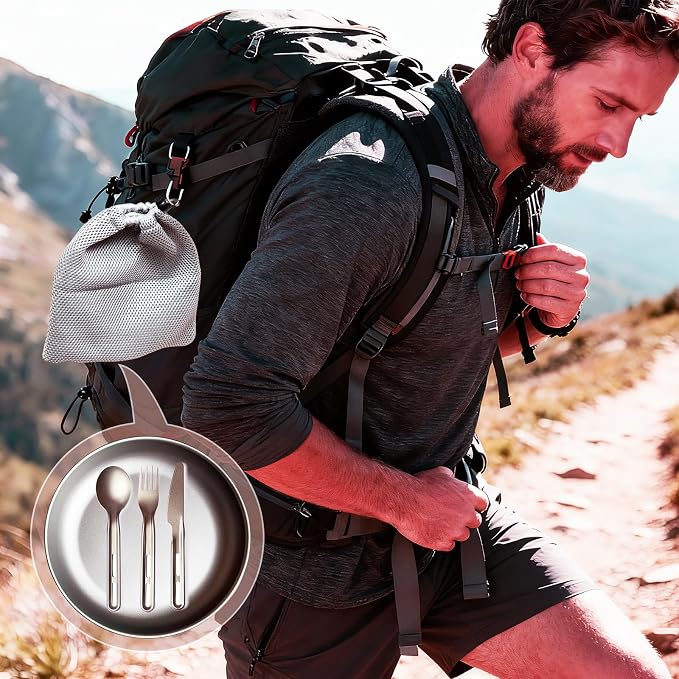 7.5Inch Titanium Plate With Knife Fork Spoon Set Of 4 - Image 6