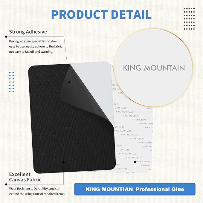 KING MOUNTAIN Canvas Repair Patch 5×8 Inch 8 Pcs Self-Adhesive Waterproof - Image 3