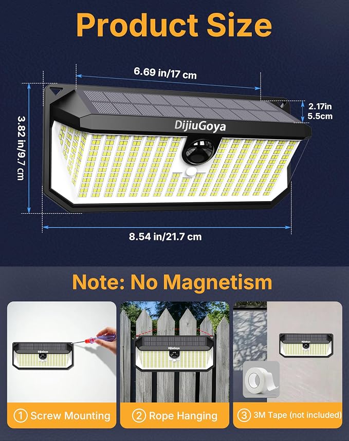 Solar Security Lights Outdoor, 466 LED 4000Lm Ultra Bright, 270° Wide Motion - Image 7