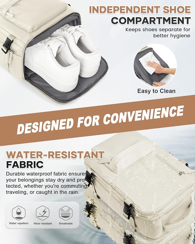 WONHOX Large Travel Backpack Carry on Flight Approved Laptop Work Business - Image 4
