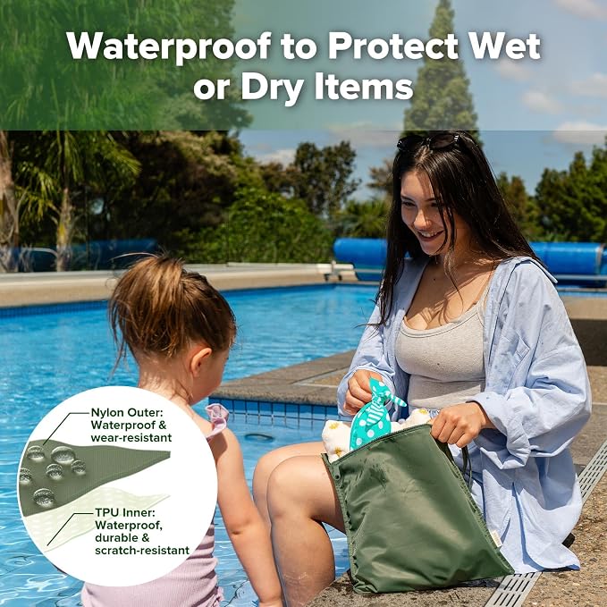 haakaa Waterproof Wet Bags for Baby Wet Dry Bags for Cloth Diaper, Swimsuit & - Image 2