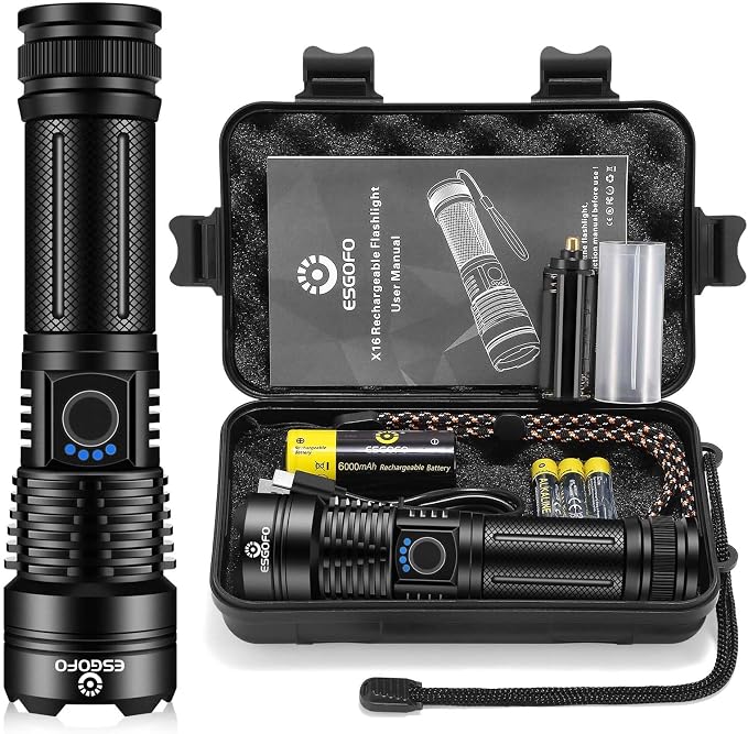 Esgofo Flashlights High Lumens 100000 Rechargeable, Super Bright Handheld LED by ESGOFO