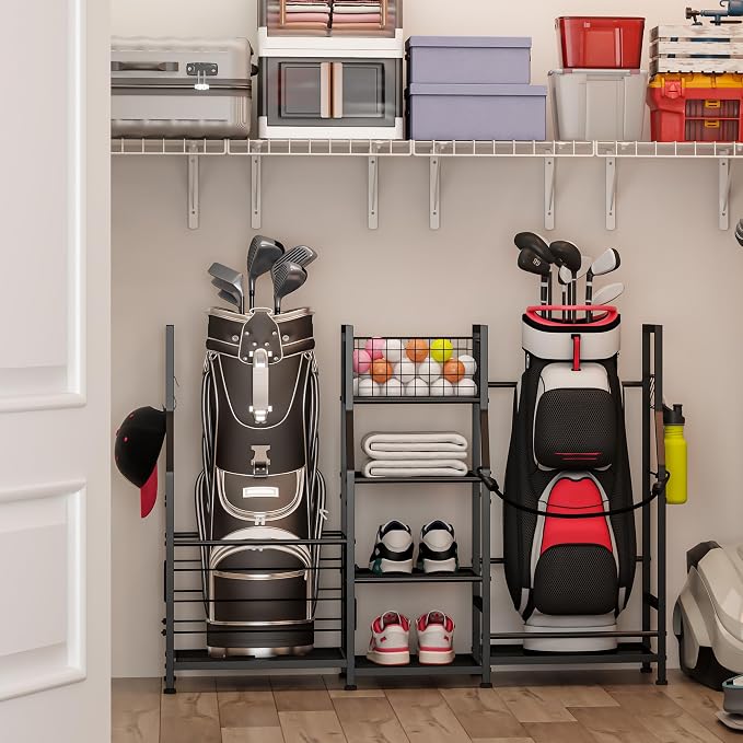 Sonyabecca Garage Sports Equipment Organizer 2 Golf Bag Stand Golf Storage - Image 5