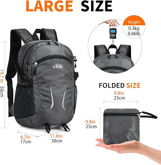 Small Hiking Backpack 35L Travel Lightweight Hiking Packable Daypack - Image 4