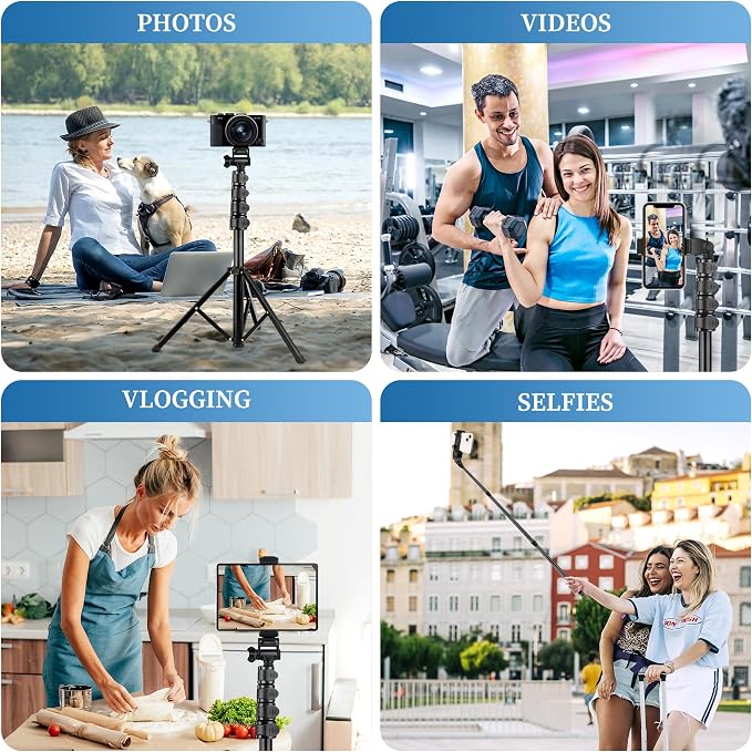 Nineigh Phone Tripod, Aluminum Alloy Selfie Stick Tripods, Compatible - Image 2