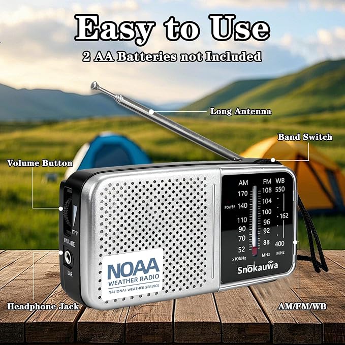 Portable AM FM Transistor Radio Battery Operated, NOAA Weather Radio - Image 5
