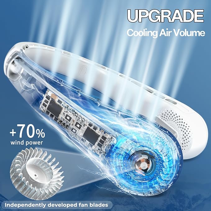 KIDEE Neck Fan, Neck Fans Portable Rechargeable, Upgrade 360° Air Outlet - Image 2