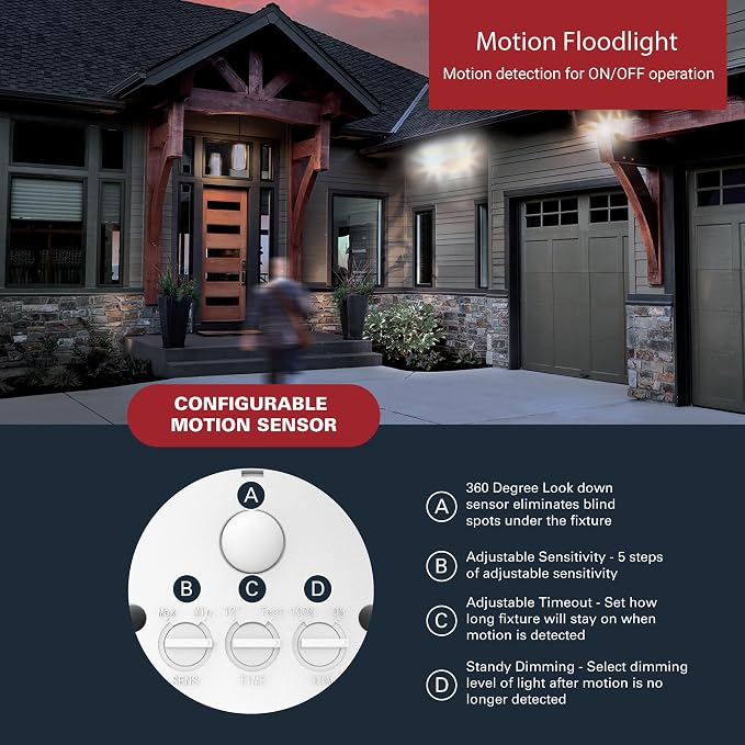 HALO FGS Ultra Bright Outdoor LED Security Floodlight, 120-227V w/CCT & Lumen - Image 3