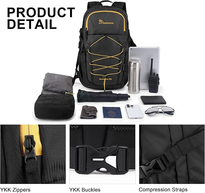 MOUNTAINTOP Hiking Backpack, 25L Camping Backpack, Men Women Hiking Daypack - Image 3