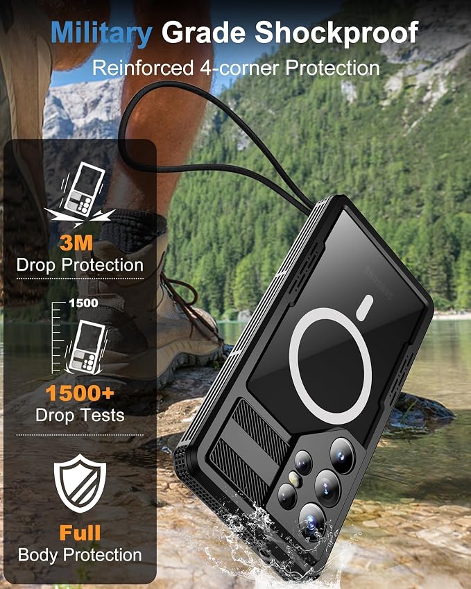 for Samsung Galaxy S25 Ultra Waterproof Case, Magnetic Heavy Duty Military - Image 4