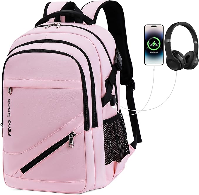 FENGDONG Large Laptop Backpack 17.3 inch Waterproof Travel College Backpack by FENGDONG