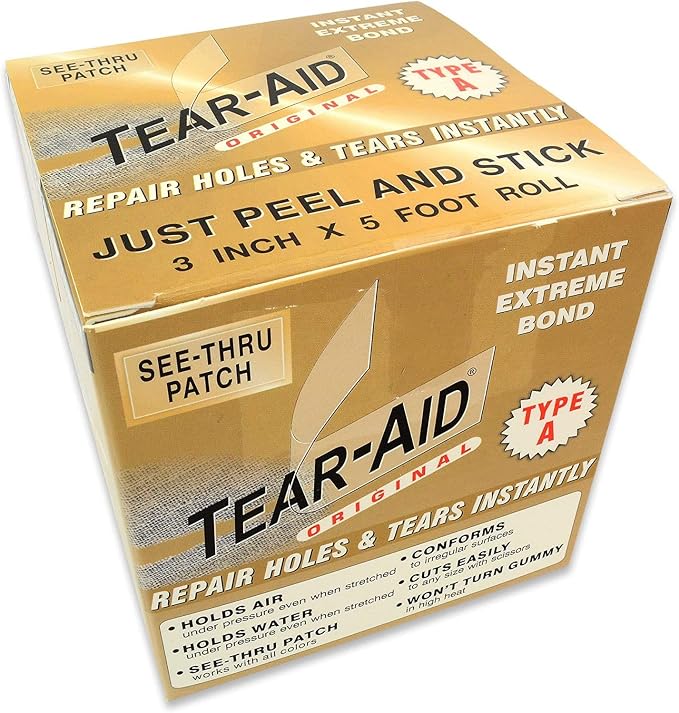 Tear-Aid Fabric Repair Kit, Type A Clear Patch by TEAR-AID
