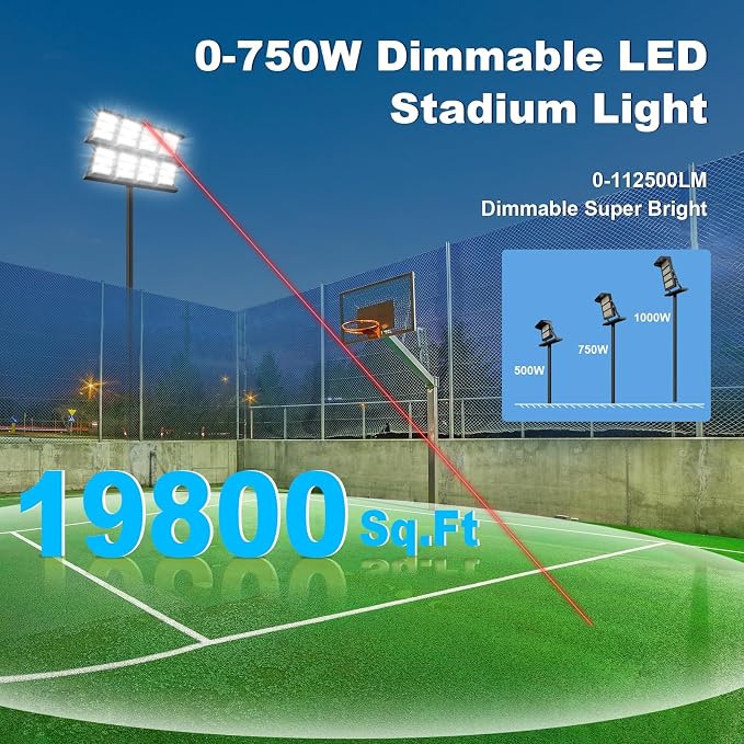 112500LM Led Stadium Light Dimmable 0-750w Super Bright Led Arena Flood Lights - Image 6