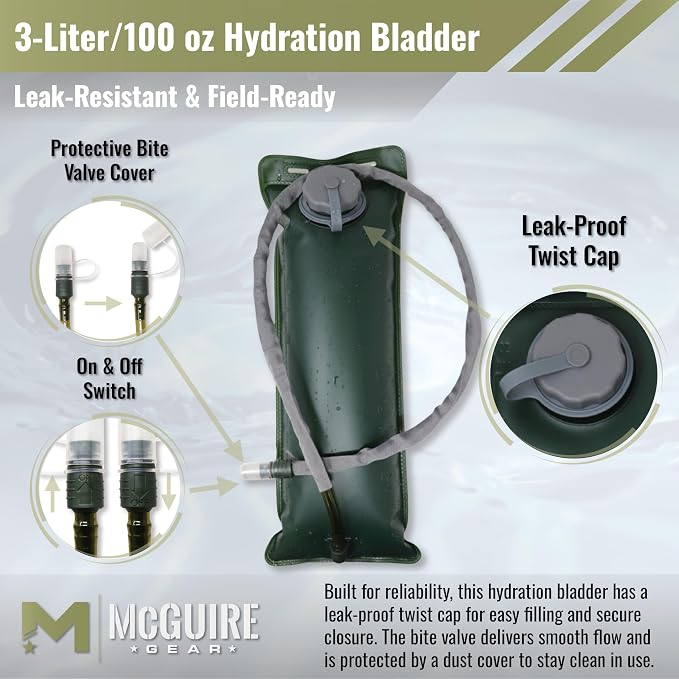 M MCGUIRE GEAR Hydration Bladder, 3L/100 oz. Water Bladder, Leak Proof - Image 2