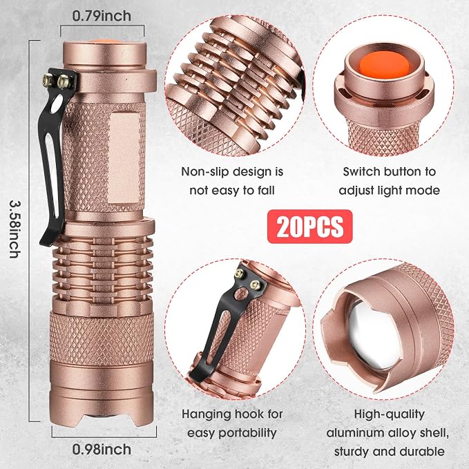 Fumete 20 Pieces LED Flashlight Mini 3 Mode Tactical Torch Small Water - Image 2