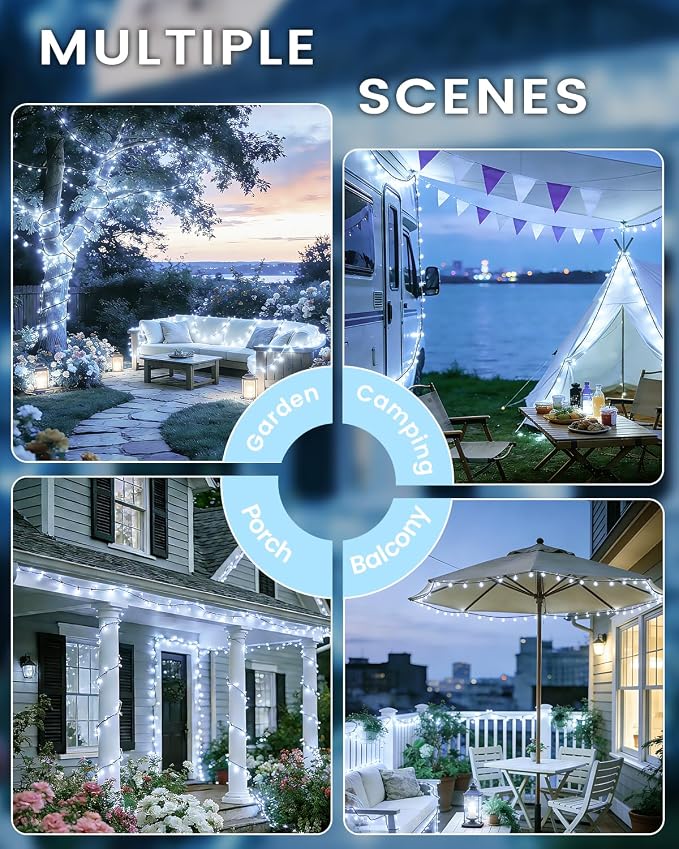 OZS 2PK 240LED Solar Sring Lights Outdoor Waterproof, Solar Christmas Lights - Image 6