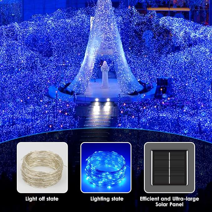 Solar String Lights Outdoor, Copper Wire 8 Lighting Modes Fairy Light - Image 4