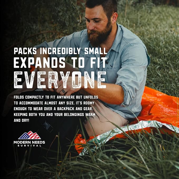 MODERN NEEDS Emergency Sleeping Bag Survival – Thermal Blanket & Bivy Sack | - Image 3