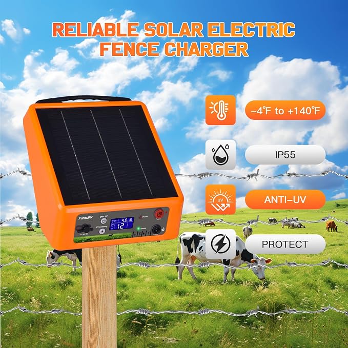 20 Miles Solar Powered Electric Fence, 6-12KV Adjustable Output Solar Charger - Image 3