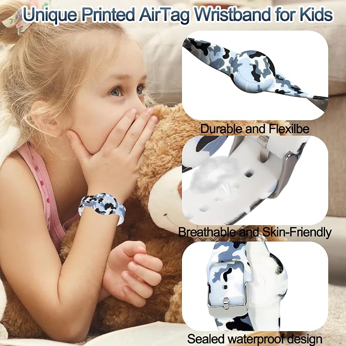 4 Pack Waterproof Bracelet for AirTag Kids, Hidden Printed Wristband for Apple - Image 6