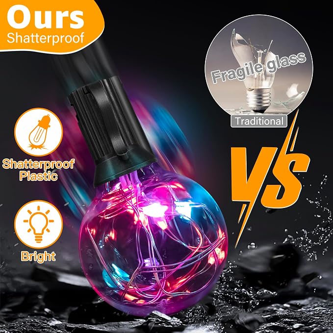 Ollny Christmas Lights 30FT 30Bulbs, RGBW Color Changing Outdoor Light - Image 4
