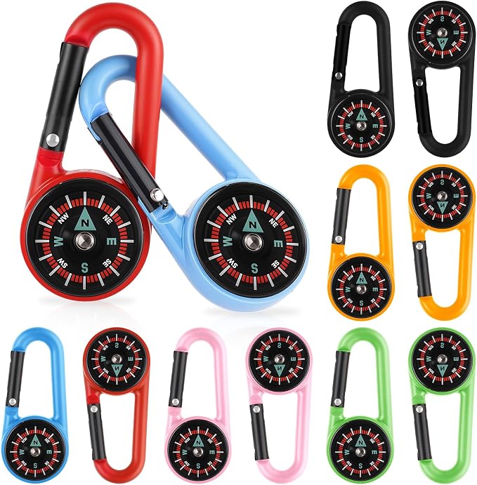12 PCS Compass Keychain, Small Pocket Magnetic Keychain Compass Colorful by Unknown