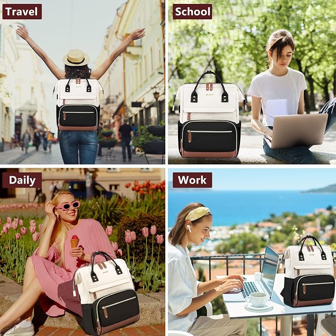 Focdod Laptop Backpack for Women, 17 Inch Work Business Backpacks Purse - Image 6