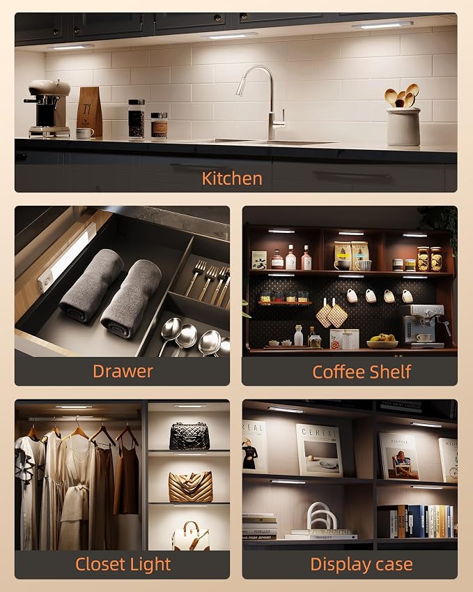 EZVALO Under Cabinet Lighting, Wireless Closet Lights, 50 LED Rechargeable - Image 7