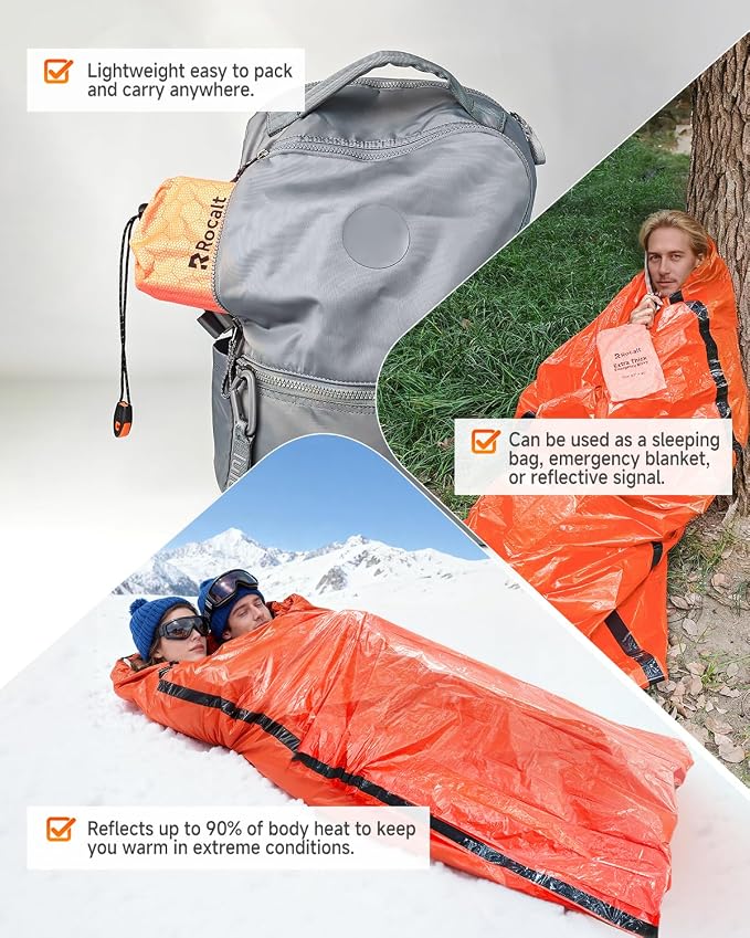 Rocalt Emergency Sleeping Bag | Ultralight Mylar Emergency Blanket, Extra Thick - Image 6