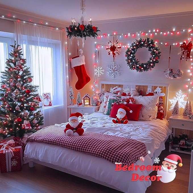 JMEXSUSS 66ft 200 LED Red and White Christmas Lights, Outdoor String Plug-in - Image 4