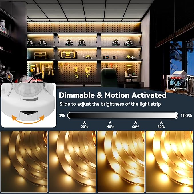 Under Bed Lights Dual Motion Sensor Light Indoor, 19.69Ft Warm White Motion - Image 4