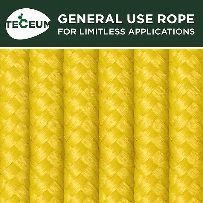 TECEUM Rope – 90 Feet x 1/4 Inch – Yellow – Strong All-Purpose Utility Rope – - Image 9