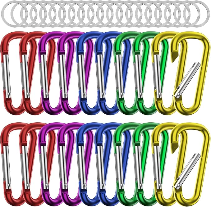 sprookber 2.28" Small Carabiner Clip Keychain, D Ring Caribeaner Clip, Key Clip by Sprookber