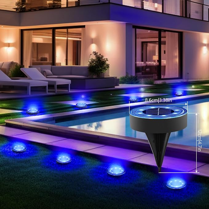 Joomer Solar Ground Lights, 12 Pack 8 LED Solar Lights Outdoor Waterproof IP68 - Image 2
