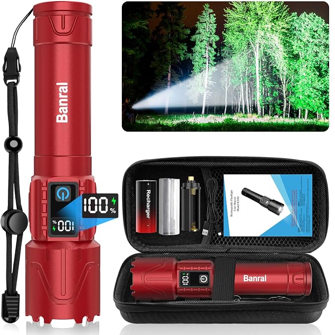 Rechargeable Tactical Flashlights 2000 High Lumens - 5000mAh Super Bright LED by Banral