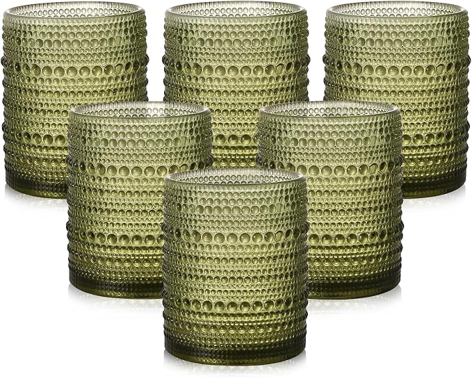 ZMOWIPDL Vintage Glassware Drinking Glasses Set of 6, 12 oz Hobnail Glass Cups by ZMOWIPDL