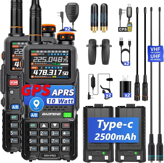 BAOFENG Radio Ham Radio Handheld 5RH PRO GPS APRS 10W Walkie Talkies Long Range by Unknown